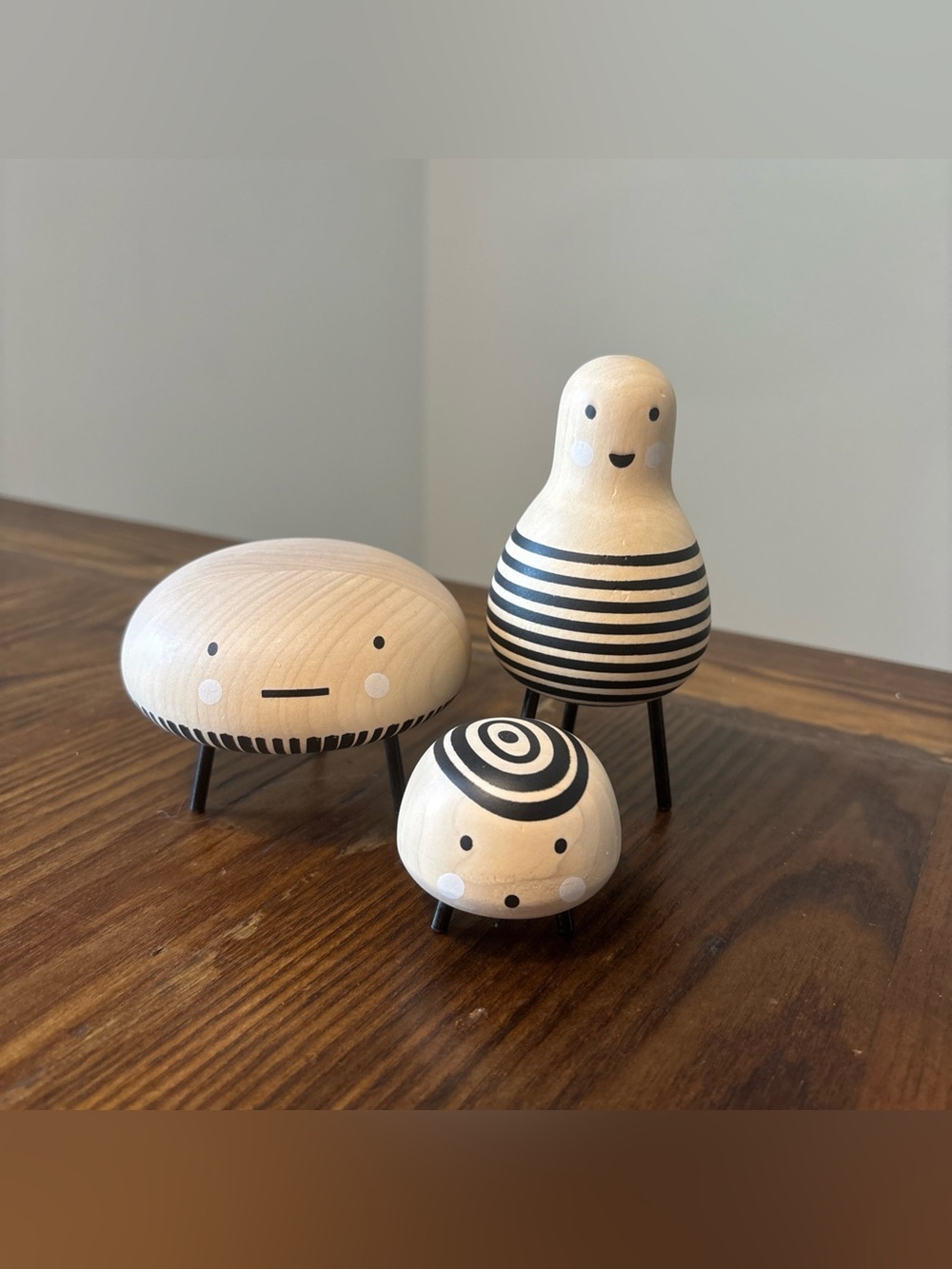 IKEA DVÄRGTALL Decorative Wooden Figures Set of 3 Solid Wood Scandinavian Decor